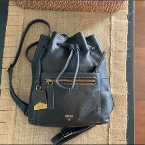 Fossil Small Leather Black Backpack Handbag